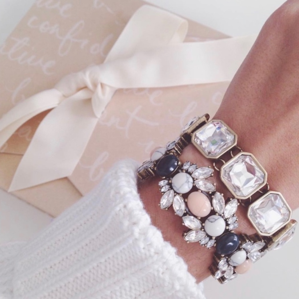 NEW Retro Glam Square-Cut Clear Crystal Bracelet Chloe + Isabel - Picture 9 of 11